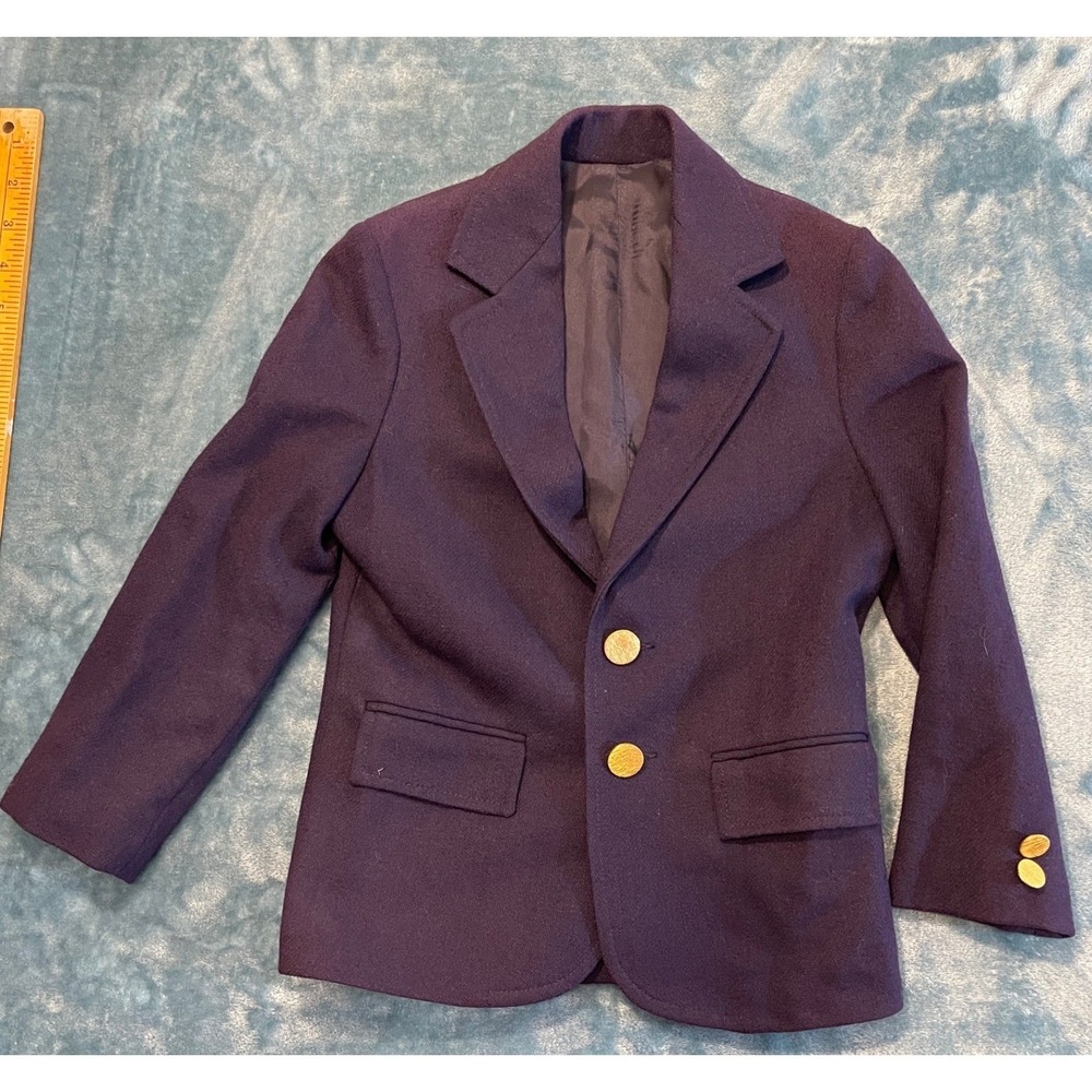 Saks Fifth Avenue Kids Vintage Navy Blue Blazer Gold Buttons Size 6 Formal Coat